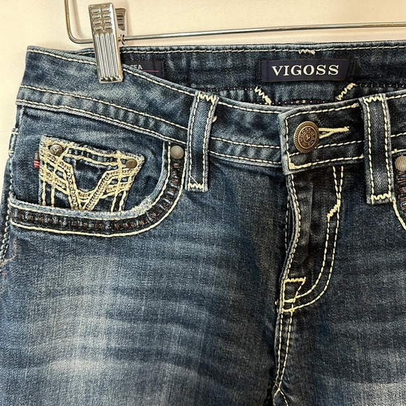 Vigoss Womens Chelsea Heritage Capri Jeans Embroidered Gems 1/2 - Picture 4 of 16